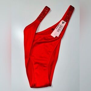 NWT - Victoria’s Secret Shine Strap Brazilian Bikini Bottom L